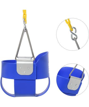 High Back Full Bucket Toddler Swing Seat with Yellow Plastic Coated Chains - Heavy-Duty Baby Swing Seat in Blue - Buy Online on GoSupps.com
