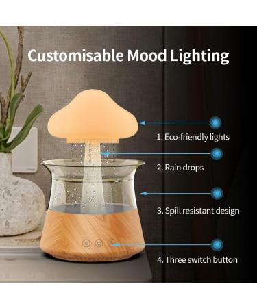 Rain Cloud Humidifier with Essential Oils Set | 7-Color Aromatherapy Diffuser - Remote Control & Wooden Design for Bedroom - Buy Online on GoSupps.com