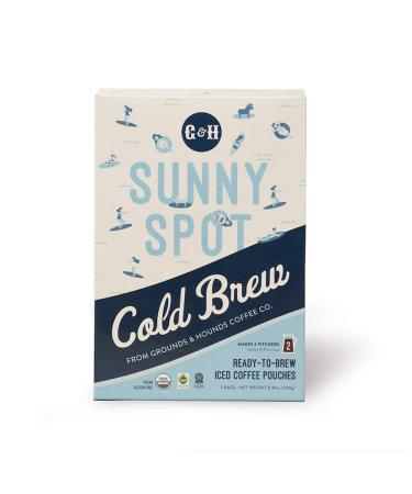 Grounds & Hounds Sunny Spot Cold Brew Pouches - 100% Organic Cold Brew Coffee, Ready to Brew Cold Brew Coffee Bags, Includes 4 Pouches, Each Pouch Makes 24oz of Cold Brew Coffee
