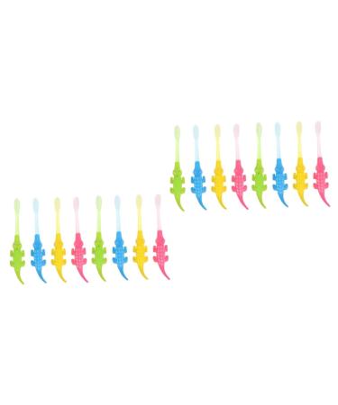 Frcolor 16 Stk Small crocodile toothbrush Beautiful children's toothed cleaner crocodile toothbrush infant toothbrush simply orally to grab tools for toddlers pbt small head stick