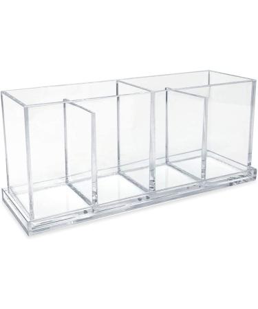 Isaac Jacobs 4-Compartment Clear Acrylic Organizer with Lid (9â L x 3â W x 4â H)  Makeup Brush Holder  Sectional Tray  Storage Solution for Makeup  Crafts  Office Supplies & More (1  Clear) - Buy Online on GoSupps.com