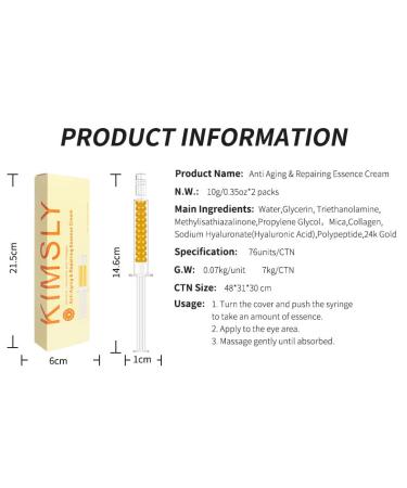 BERVEAL 24K Gold Anti-Aging Eye Cream with Collagen 2 Syringe Pack Dark Circle and Fine Line - Buy Online on GoSupps.com