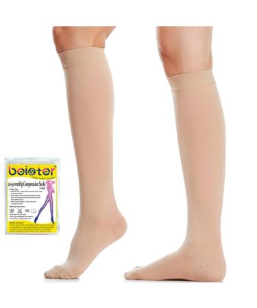Beister medical compression stockings women men 20-30 mmHg closed toe area Support stockings graded support for varicose veins edema pregnancy beige xxl - Buy Online on GoSupps.com