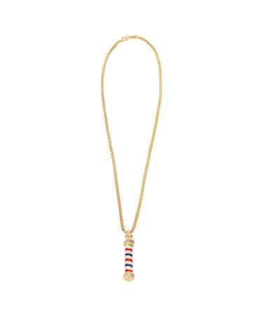Necklace Barber Alloy Barber Shop Turn Light Pendant for Individuals and Hair Salons (Gold)