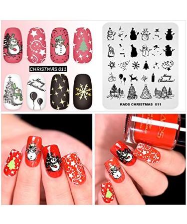 KADS Christmas Nail Stamping Plate - Festive Elk, Snowman, Bell, Balloon, Christmas Tree Design (CH011) - Buy Online on GoSupps.com