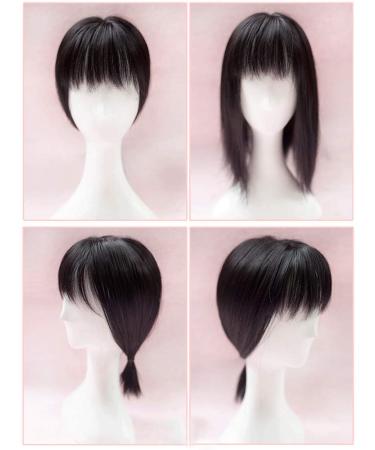 Remeehi Top Hair Piece - Straight Synthetic Clip-In Hairpiece with Bangs for Women - Thin Natural Black - Buy Online on GoSupps.com
