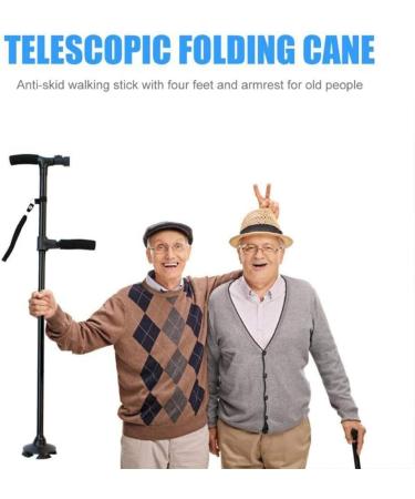 Folding Crutch 5 Files Adjustable Aluminum Comfortable Grips Telescopic LED Light Lightweight Ergonomic Handles Surprise Gift - Buy Online on GoSupps.com