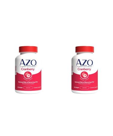 AZO Cranberry Urinary Tract Health Supplement, 1 Serving : 1 Glass of Cranberry Juice, Sugar Free Cranberry Pills, Non-GMO, 3 Month Supply, 100 Softgels (Pack of 2) Softgels 100 Count (Pack of 2)