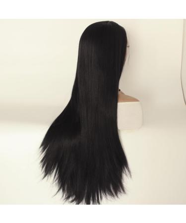 Greenmir Black Lace Front Wigs for Women - 24in Yaki Heat-Resistant Synthetic Hair 13x4 Side Part Lace Wig - Buy Online on GoSupps.com
