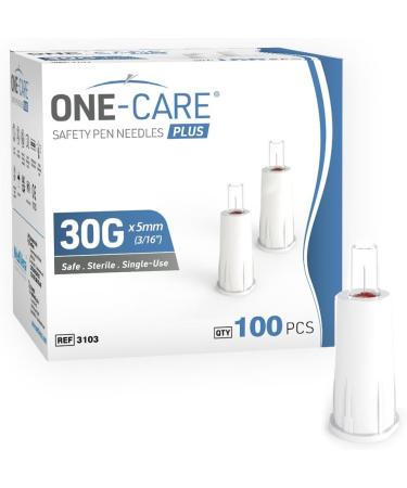 ONE-CARE Plus Safety Pen Tips 30G x 5mm - Universal Comfort Design Box of 100 | International Shipping Available - Buy Online on GoSupps.com