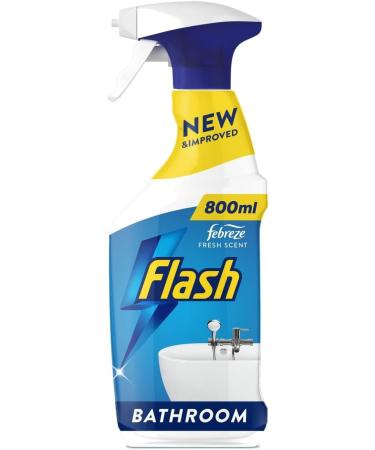 Flash Bathroom Cleaning Spray Removes Soap Scum and Limescale with Febreze Fresh Scent 2Pk x 800ml + Our Gift for You: Organza Bag Size: 9 x 7 x 0.1cm - Buy Online on GoSupps.com