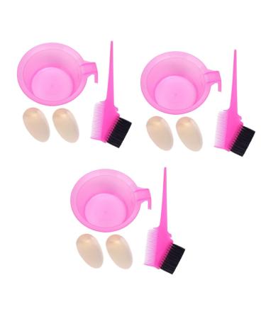 FRCOLOR 6 Sets Hair Dye Tool Beard Dye Brush Hair Coloring Brushes Hair Dyeing Supplies Hair Dyeing Brush Hair Paint Brush Hair Salon Tool Hair Coloring Bowl Comb Pink Baking Oil