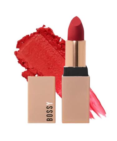 Bossy Cosmetics Vegan Lipstick for Women  Matte  Long Lasting  Hydrating Lip Stick with Vitamin E and Watermelon Seed Oil  Vegan Makeup  Paraben and Cruelty Free (Ambitious - Red Color)