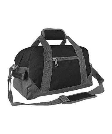 DALIX 14" Small Duffle Bag Two Toned Gym Travel Bag Small Black Gray