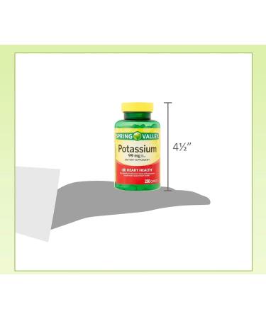 ChoiceBundle Spring Valley Potassium Heart Health Dietary Supplement Caplets 99 mg 250 + VLS Sticker - Buy Online on GoSupps.com