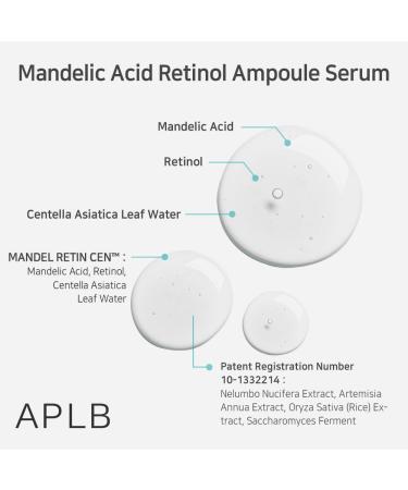 APLB Mandelic Acid Retinol Ampoule Serum | MANDEL RETIN CEN 34.0% 1.35 FL.OZ/Korean Skincare Acne care Exfoliant Wrinkle care Revitalize for gentle and improve skin texture - Buy Online on GoSupps.com