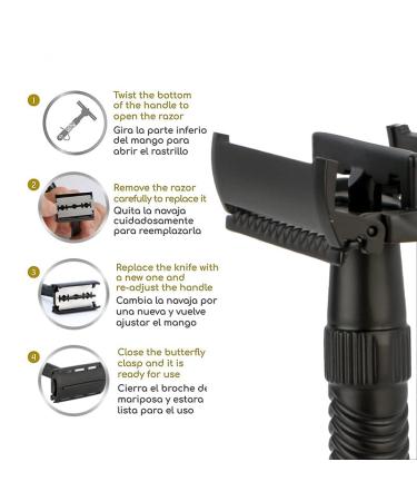 GDMG Butterfly Open Long Handle Double Edge Safety Razor Set with 5 Blades - Smooth Clean Shave for Men - Buy Online on GoSupps.com