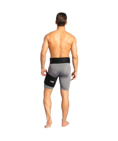 Adjustable Neoprene Grip Support Wrap for Thigh Pain Relief - Pain Wraps for Hips & Thigh Recovery for Men & Women - Black - Buy Online on GoSupps.com