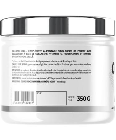 Superset Nutrition - Collagen Max (350g) - 71% Peptan Type I Hydrolyzed Collagen - Enriched with Vitamins C B3 and B8 - Joint Support & Skin Beauty - Tropical - Buy Online on GoSupps.com