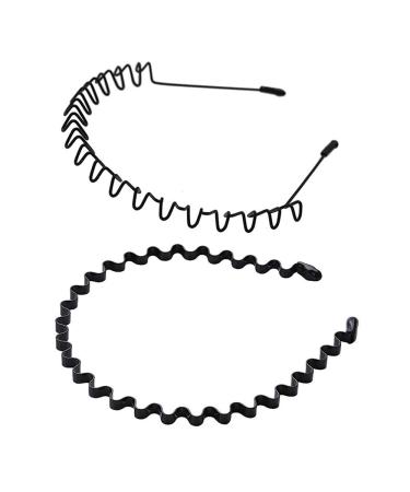 Metal Hair Hoop Band Unisex Wavy Headband Multi-Use Headbands Black Spring Wavy Hair Bands Bandeau Fashion Headband comb Headwear Accessories for Men Women's