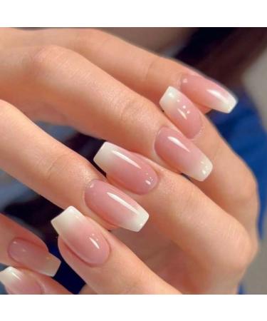 Ruarby Coffin Nail Tips Press On Nail Tips Clear False Nails Tips Full Cover Nail Tips with Positioning Line Nail Extension Tip - Buy Online on GoSupps.com