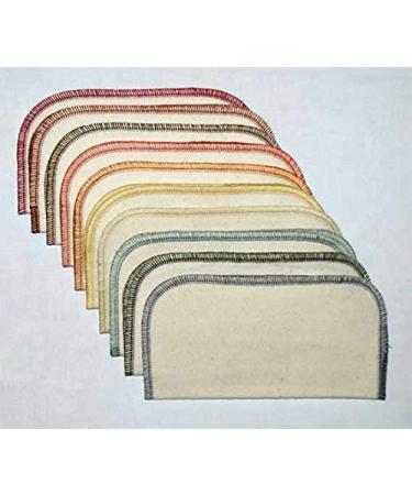 Organic Cotton Flannel Baby Wipes Set of 10 - 2 Ply, Washable, 8x8 Inches, Assorted Earthtones Edging - Buy Online on GoSupps.com