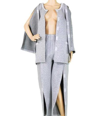 Daily Wear Patient Care Clothes Easy to Wear Cotton Velvet Suitable for Postoperative Rehabilitation of Fractures Patient with Hemiplegia and Long-Term Bed Rest Gray (Color : XX-Large)