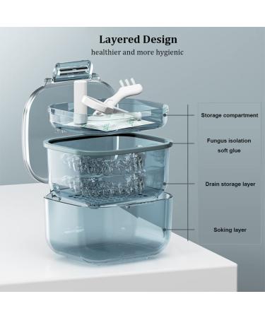 Denture & Retainer Case with Strainer Basket - Cute Storage & Cleaning Container for Travel - Apricot - Buy Online on GoSupps.com