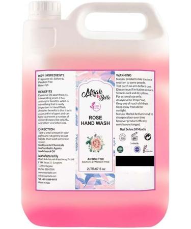 Mirah Belle - Rose Hand Wash Can (2 LTR) - Best for Men Women and Children - Natural Vegan Cruelty Free - Sulfate and Paraben Free - 2000 ML - Buy Online on GoSupps.com