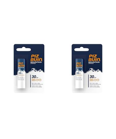 Piz Buin Mountain Lipstick lip balm for winter sports enthusiasts sun protection for the lips SPF 30 | 4.9 g (pack of 2)