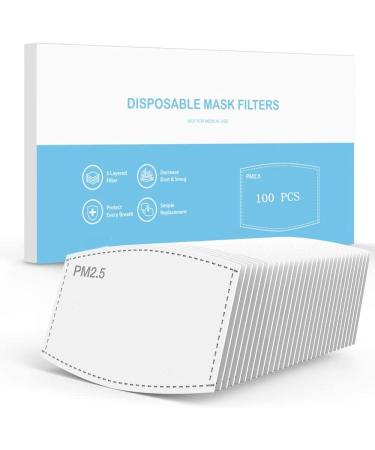 PM2.5 Filter Pad Activated Carbon Filter, Pack of 100, Mouth Protective Filters Breathing Insert for Men Women Adult Ideal for Outdoor Activities