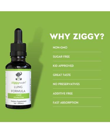 Ziggy Health Lung Relief - 1oz Liquid Tincture for Cough, Sore Throat & Respiratory Support - Buy Online on GoSupps.com