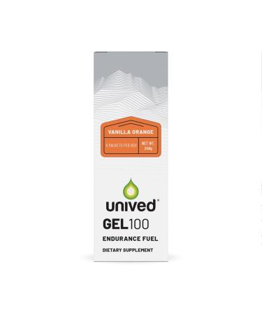 Unived Gel 100 - Vegan Energy Gel for Endurance Athletes Runners & Cyclists - 100kcal - Vanilla Orange - Pack of 6 Vanilla Orange - 6 Gels