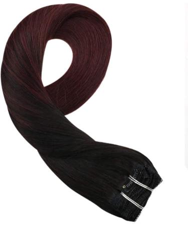 Balayage Ombre Black to Wine Red Clip in Human Hair Extensions - 22 Inch 7Pcs 120g - Buy Online on GoSupps.com