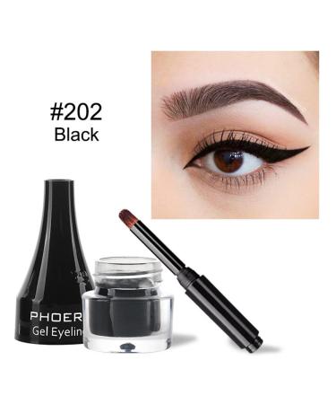 Go Ho Black Gel Eyeliner Pot | Matte Cream High Pigmented Eye Makeup with Brush | Smooth Matte Finish | Women's Gel Eye Liner 202 Black - Buy Online on GoSupps.com
