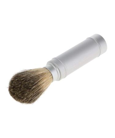 Shaving Brush Silver in Travel Tube Beard Mustache Shaving Brush Tool in Aluminum Metal Tube Case Lightweight