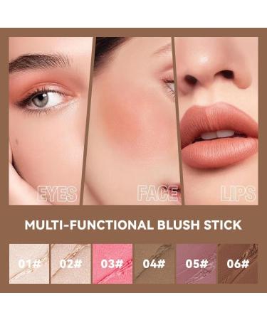 Cream Blush Stick Contour Stick Blush and Lip Makeup Stick Face Makeup for Cheeks Lips Eyes (5) - Buy Online on GoSupps.com