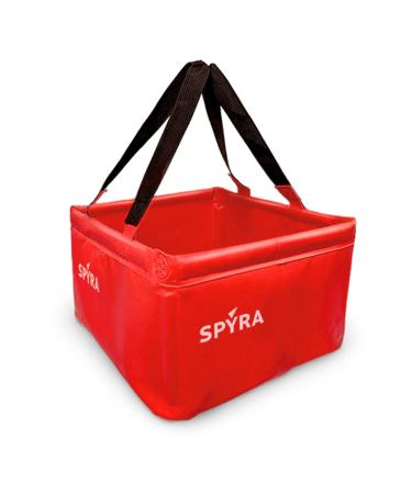 Spyrabase portable foldable durable water bucket with straps stable reinforced edges - flexible and robust material for the outdoor area/garden (red)