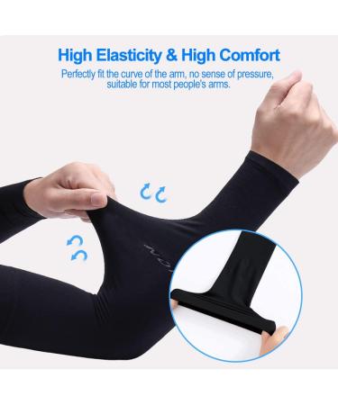 Siyingsaery UV Protection Arm Sleeves - 2 Pairs Black Slide-Resistant Elastic Sun Protection for Men & Women - Anti-UV Arm Protectors for Running & Basketball - Buy Online on GoSupps.com