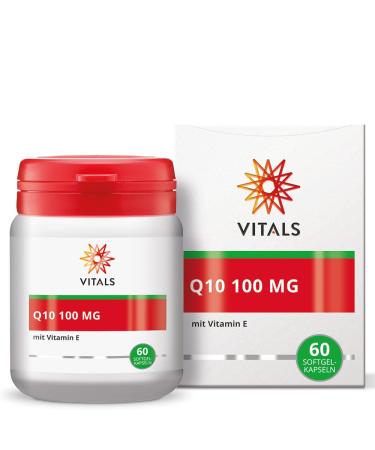 Vitals - Q10 100mg 60 softgel capsules with 20mg natural vitamin E. pure and high -quality Q10.From the world's leading Q10 specialist Kaneka.Produced according to strict GMP standards