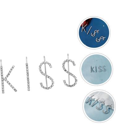 Mikinona 1 Set Kiss Hairpin Letter Hair Accessories Girl Hair Accessories Vintage Letter Hairclips Wedding Hair Sticks Hair Pin Clips for Thick Hair Styling Clip Rhinestones Child Metal - Buy Online on GoSupps.com
