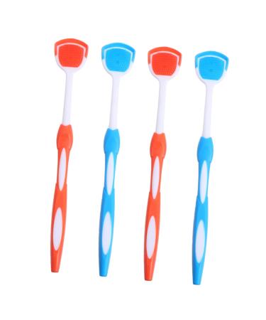 Homsfou 4 pieces of tongue cleaning brush nano toothbrush reusable tongue cleaner stainless steel toothbrush tongue sucks for the mouthpiece tongue brush adult metal chemicals sorted color 19.5x3x0.6cm