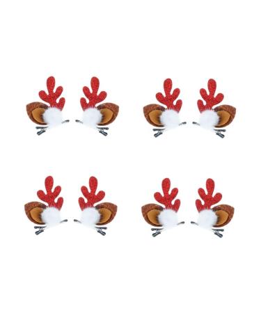 ABOOFAN 4 Pairs Christmas Antler Hair Christmas Hair Barrettes Reindeer Hair Accessory Reindeer Cosplay Clip Hair Clips for Kids Christmas Hair Pin Antlers Flocked Plastic Woman Cute