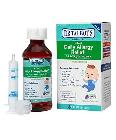 Dr. Talbot's Infant Daily Allergy Relief Liquid Medicine, Naturally Inspired for Babies, Includes Syringe, Grape Juice Flavor, Purple, 4 Fl Oz