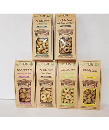 Tarallini Mixed Pack of 6 ( Classic, Fennel Seeds, Calzone, Lemon and pepper, Rosemary, Cheese and Pepper)
