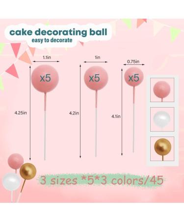 46 Pcs Happy Birthday Cake Topper Decorations Pink and Gold Ball Cake Decorations Mini Foam Balls Cupcake Toppers for Women DIY Baby Shower Birthday Wedding Anniversary Party Decor Pink Glod White - Buy Online on GoSupps.com