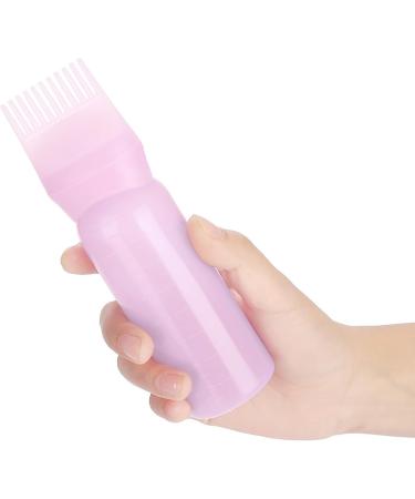 AZMUDE Hair Oil Bottle 160ml Hair Dyeing Brush Bottle Plastic Hair Color Oil Comb Applicator Tool with Scale for Hair Dye Coloring (Pink) - Buy Online on GoSupps.com