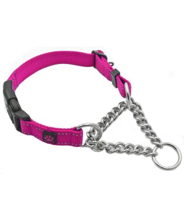 Max and Neo Stainless Steel Chain Martingale Collar - We Donate a Collar to a Dog Rescue for Every Collar Sold Medium PINK