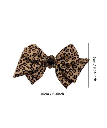 Lavish Leopard Print Bow Hair Clip with Brown Rhinestone Flower - Hair Accessory for Women and Girls - Buy Online on GoSupps.com