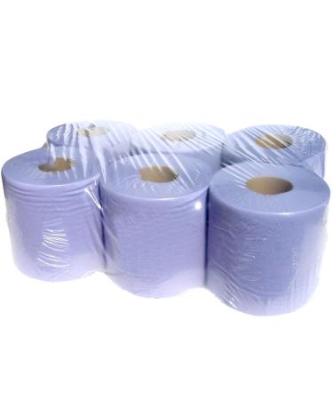 6X Blue Roll 2ply Embossed Centre Feed 44m Approx. Recycled and Recyclable Hygiene Commercial/Kitchen Use Paper Hand Towel Cleaning Wipes Disposable Kitchen Tissue